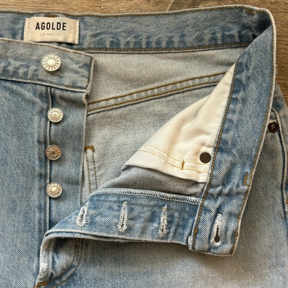 AGOLDE Riley High Rise Straight Crop Destroyed Jeans Size 29 - Picture 12 of 15